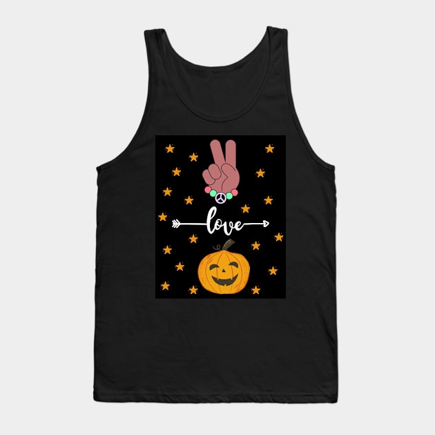 Peace Love And Pumpkin Tank Top by TANSHAMAYA